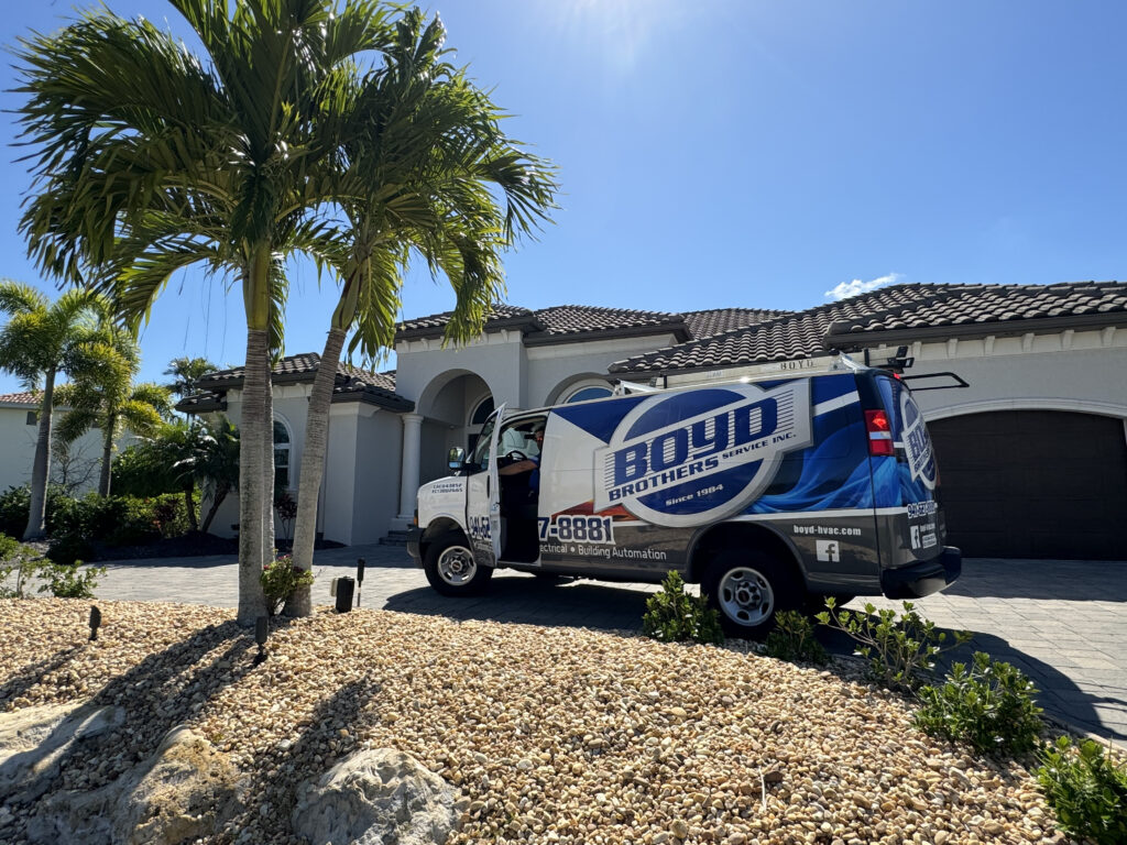 Boyd Brothers work truck arriving at a customer’s home in Punta Gorda, Florida.